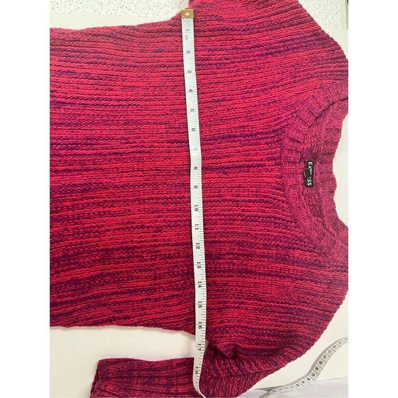EXPRESS Womens 3/4 Sleeve Wool Blend Knit Pullover Pink Purple Sweater Sz Small - Picture 6 of 6